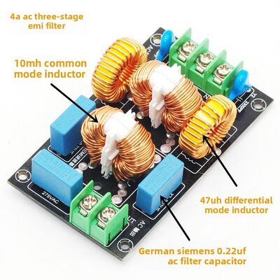 Three-stage EMI/EMC AC Filter Differential Mode Common Mode Electromagnetic Interference Power Amplifier Power Supply Filter