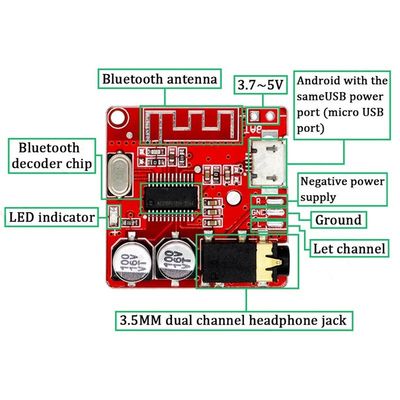 CA-6965 Bluetooth-Audioreceiver-Modul Universal Micro USB 5V MP3 BT-Decoder-Board