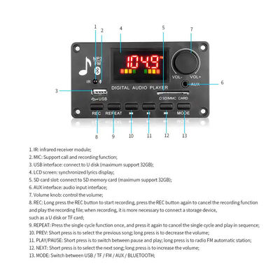 MP3 Audiomodul DC 5V-26V ICCS8673E des Decoder-80W Bluetooth
