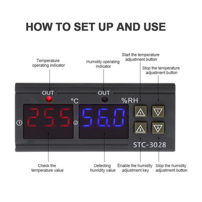 STC-3028 AC 220 V DC 12 V-24 V Luftfeuchtigkeit Temperaturregler Dual Power Überwachungsgerät
