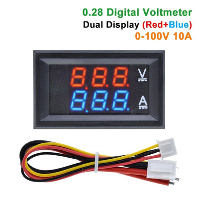 Volt Ampere DCs 0-100V 10A Digital messen Wechselstrom 0,28&quot; roter blauer Antrieb IC