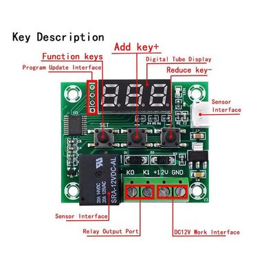 Digital-Thermometer-des Prüfers 1 des Thermostat-W1209 Relais 10A DC12V