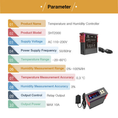 SHT2000 LED Digitaler Feuchtigkeitsregler Hygrometer Netzschalter CE-zertifizierter Monitor
