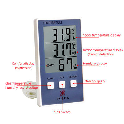 der Genauigkeits-1.8F Anzeigen-Sensor-Sonden-Wetterstation Temperatur-Feuchtigkeits-des Meter-C/F LCD