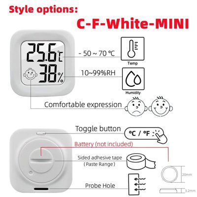 ABS Digital-Thermometer-Kontrolleur Temperature Humidity Gauge 4.3*4.3*1.2cm