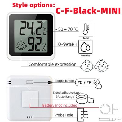 ABS Digital-Thermometer-Kontrolleur Temperature Humidity Gauge 4.3*4.3*1.2cm