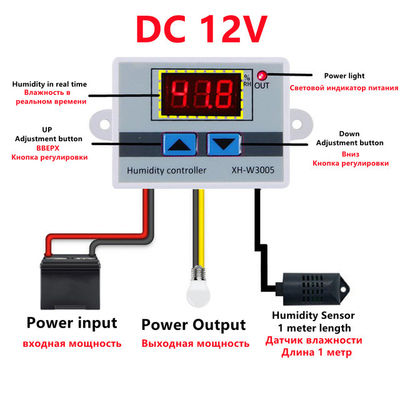 XH-W3005 DC 12V-220V 10A Digitaler Feuchtigkeitsregler 0-99 RH-Bereichsüberwachungssystem