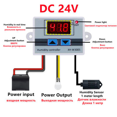 XH-W3005 DC 12V-220V 10A Digitaler Feuchtigkeitsregler 0-99 RH-Bereichsüberwachungssystem