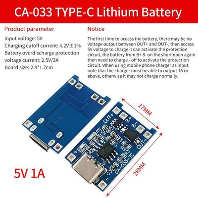 Typ-C/Micro USB 5V 1A 18650 Lithium-Batterie-Ladegerätmodul TP4056 mit Schutz und Dual-Funktionen
