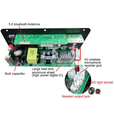 D100W Bluetooth 5.0 Leistungsverstärker Board AC 220V DC 12-24V 5V Wireless Modul für 8-12 Zoll