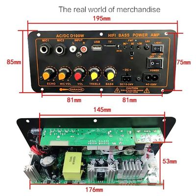 D100W Bluetooth 5.0 Leistungsverstärker Board AC 220V DC 12-24V 5V Wireless Modul für 8-12 Zoll
