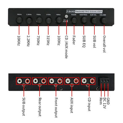 24V 5-Segment-Auto-Audio-Equalizer mit Fernbedienung und Aux-Eingang für präzise Abstimmung