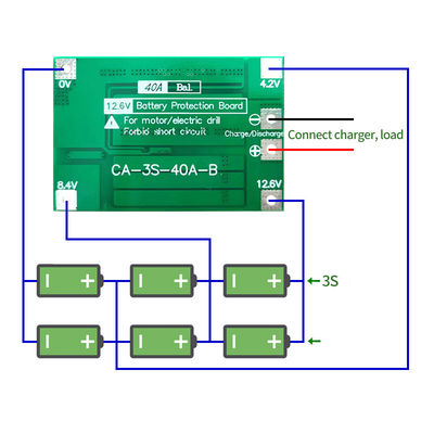 CA-3S-40A Li-Ionen-Lithium-Batterie-Ladegerät Lipo-Zellmodul PCB BMS-Schutzbrett für Bohrmotor 12,6 V mit Balance