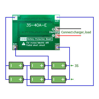 CA-3S-40A Li-Ionen-Lithium-Batterie-Ladegerät Lipo-Zellmodul PCB BMS-Schutzbrett für Bohrmotor 12,6 V mit Balance