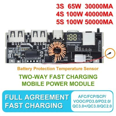 QC4.0 QC3.0 LED Dual USB PD Power Bank 18650 Lademodul mit Temperaturregelung