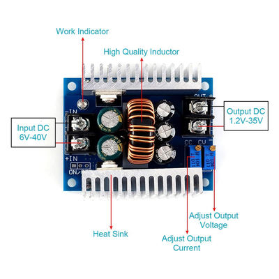 300W 20A DC-DC Buck Converter Step Down Modul mit Strombegrenzungsbereich von 0,2-20A