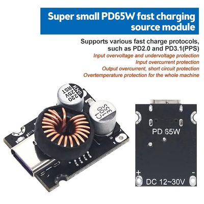 QC4.0 QC3.0 USB PD65W-Schnelllademodul Typ-C mit Standardanbauart