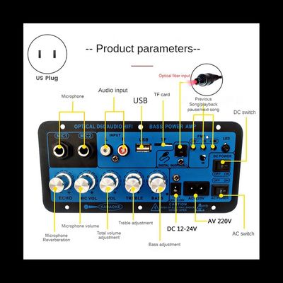 D60 50W Subwoofer-Verstärkerplatine mit Bluetooth und optischem Audioeingang für 12V/24V/220V Strom