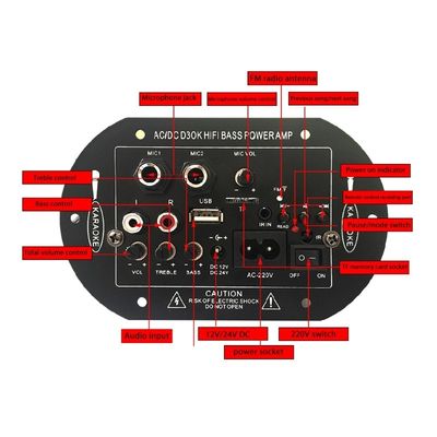 D3OK HIFI Bass Power Home Amplifier Board für 2 Kanäle 2.0 AC/DC 12V 24V 220V Audio