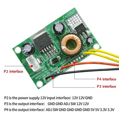 12V bis 5V bis 3,3V LCD-Stromversorgungsmodul Gleichspannungsumrichter mit integrierter Schaltung