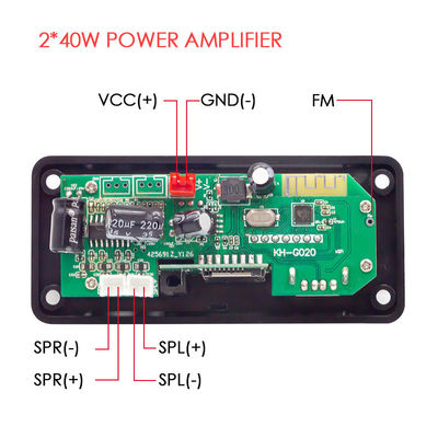 FLAC unterstützt 2*40W High Power Car Bluetooth Audio Motherboard mit Bluetooth 5.0 für verlustfreie Musikdekodierung