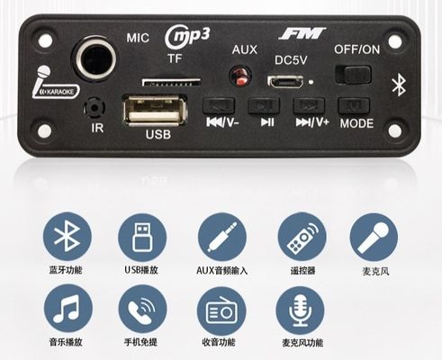 2X3W BT 5.0 Decoder Board mit FM-Radio und MP3-Player-Modul für die Audiowiedergabe
