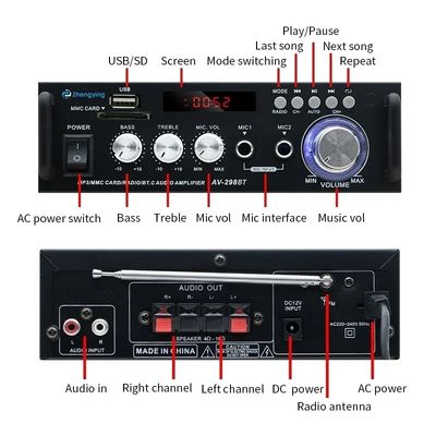 Wireless BT 2.0Stereo Audio Verstärker LDZS AV-298BT für Autoverstärker und KTV Home