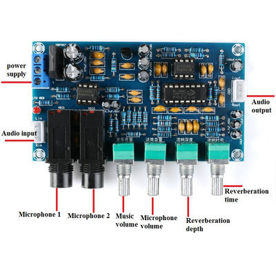 12V Dual AC12V PT2399 Digitales Mikrofon Verstärker Board Karaoke Nachhallmodul