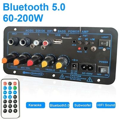 D20 60-200W BT Verstärker Board Auto Stereo Verstärker Subwoofer USB FM Radio TF Player Zweifachmikrofon