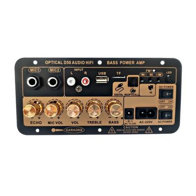 D50 Verstärkerplatte mit optischem Audio BT 5.0 AMP USB FM Radio TF Player für Zuhause und Auto