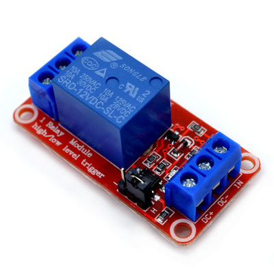 Kontaktbelastung 12V 1-Kanal-Relee-Modul mit Optocoupler-Isolation auf rotem Leiterplatten