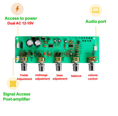 BY08 Lineare Leistungsverstärkerplatte mit hoher/mittlerer/niedriger Abstimmung und Dual AC12-15V mit 4558 Op Amp