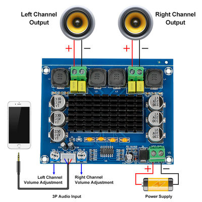 High Power Digital Audio Amplifier Board TPA3116D2 Amplifier Audio Board für Gleichspannung 12V 24V 120W*2