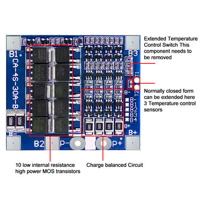 CA-4S-30A-B Lithium 18650 BMS Batterieschutzplatte 30A 14.8V 12.8V 4s BMS-Platte