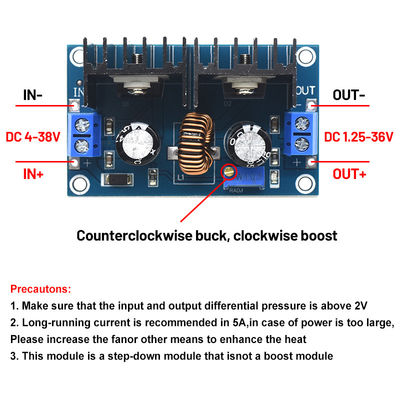 CA-4016 8A 200W Board Mount Gleichspannungs-Gleichspannungswandler XL4016 4-40V zu 1,25-36V PWM Einstellbares Stufenmodul