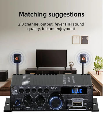 AK-380 2.0-Kanal Bluetooth v5.0 Audioverstärker mit 100-300W Ausgangsleistung für Heimkino