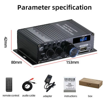 AK-380 2.0-Kanal Bluetooth v5.0 Audioverstärker mit 100-300W Ausgangsleistung für Heimkino