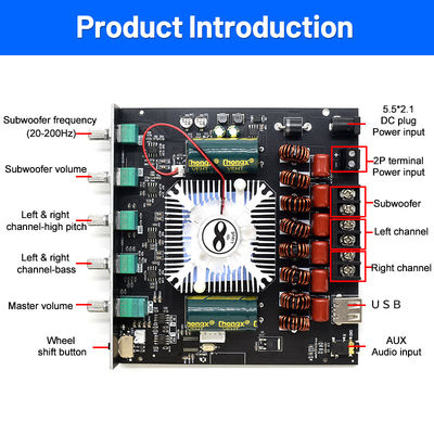 ZK-AS21 2.1 Kanal Digital Power Amplifier Board Modul 220W*2+350W Hoch-Niederton-Subwoofer TPA3255 BT Home Audio AS21