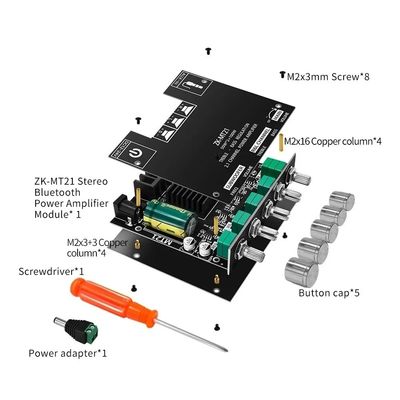 ZK-MT21 HiFi Digital Power Amplifier Board 100W+2*50W 2,1-Kanal-Subwoofer AUX 12/24V Audio Stereo 5,0 Ampere ZK-MT21