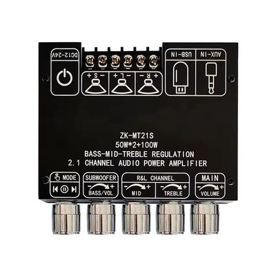 2.1 Kanal-Subwoofer AUX 12V 24V Audio Stereo 5.1 Bass Digitale Leistungsverstärker-Board ZK-MT21S 2x50W 100W für Gleichstromadapter