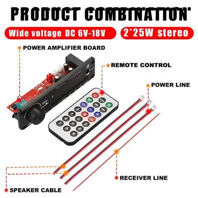 2 x 25 W Leistungsverstärker mit MP3-Dekodierungsplatine und 20 Stunden Akkulaufzeit