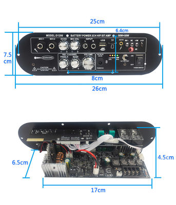 D1200 2.0 Kanal 50W+50W BT Digitale Verstärkerplatte 12V Wiederaufladbar für Auto-Home-DJ-Nutzung