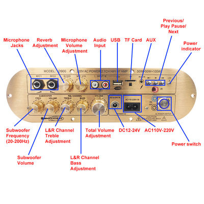 Hochleistungs-D900 2x50W+100W Heimverstärker mit importiertem IC Bluetooth Board 2.1 Kanal