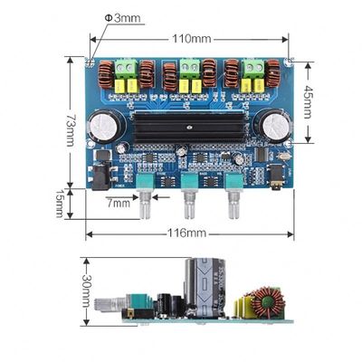 2.1-Kanal drahtloser digitaler Leistungsverstärker 50Wx2+100W Kanal Hochleistungs-Audio-Version 5.0 Verstärker