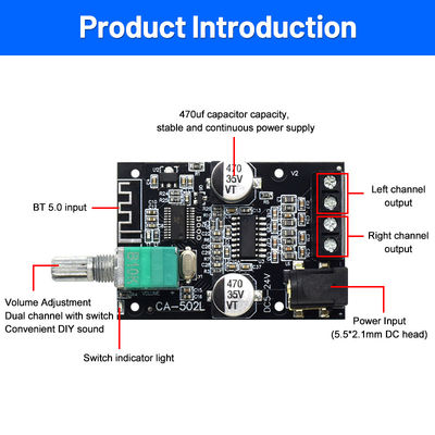 ZK-502L 2.0-Kanal-Digitalverstärker Board Heimkino HIFI-Verstärker mit BT5.0 50WX2 Metallmaterial Stereo Board ZK-502L