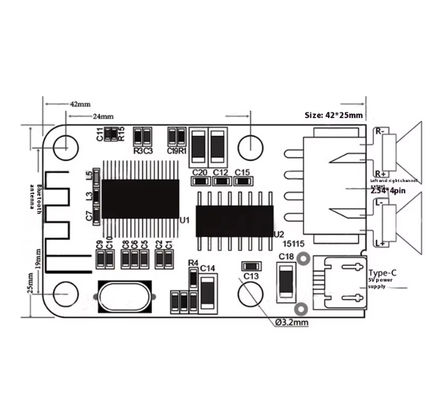 PAM8403 Mini Bluetooth Verstärkerplatine 5V 2x3W Typ-C