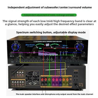 AV-888BT 2800W Home Karaoke Dual-Ring Power Verstärker Neues Modell 7.1 Kanal Zone Tuning Hochleistungsmetallkonstruktion