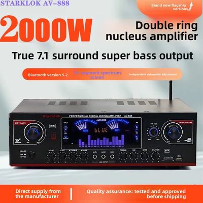 AV-888 7.1 Kanal 2000W Hochleistungs-Heimkino-Karaoke-Verstärker-Lautsprecher mit Dual-Loop-Design und 12 Röhren aus strapazierfähigem Metall