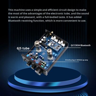 Audiophile HIFI Tube Vorverstärker 6J5 QCC3034 für BT 5.1 Wireless Home Verstärker mit Bass und Treble Einstellung Vorverstärker