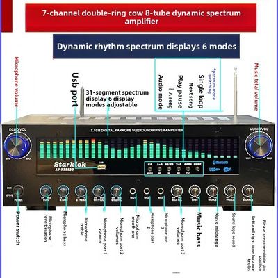 AV-9388BT/AV-999BT 2200W/1200W Professioneller 7-Kanal BT-Funkverstärker High-Fidelity Heimkino 7.1 Lautsprechersystem Metall